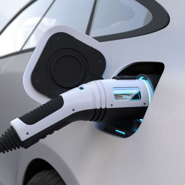 The electric car is fully charged with a battery, Charging techn